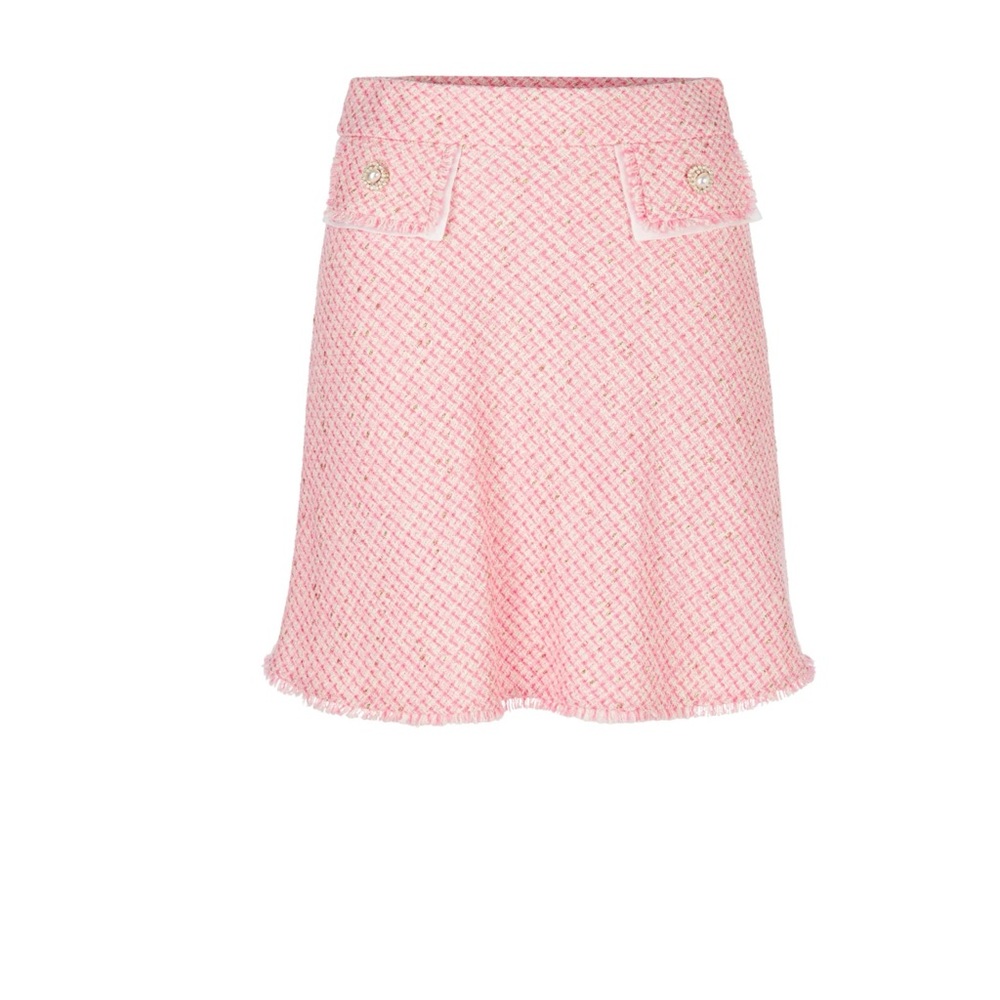 Elegant Pink Tweed Skirt - Picture 5 of 15